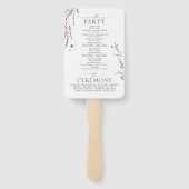 Paarse Wildflower Calligraphy Wedding Programme Handwaaier (Achterkant)