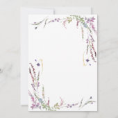 Paarse Wildflower kalligrafie bruiloft Kaart (Achterkant)