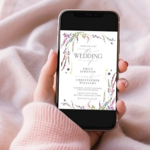 Paarse Wildflower kalligrafie Foto Weddenschap Kaart