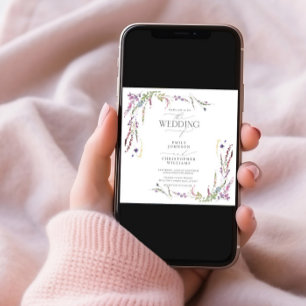 Paarse Wildflower kalligrafie Foto Weddenschap Kaart