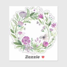 Paarse Wildflower Krans Custom-Cut Vinyl Sticker