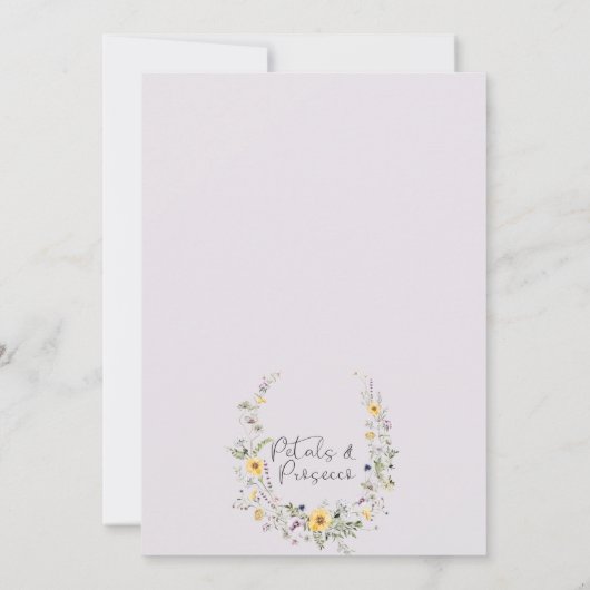 Paarse Wildflower Petals Prosecco Vrijgezellenfees Kaart (Achterkant)