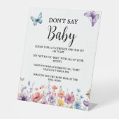Paarse Wildflower vlinder baby shower spel teken Reclamebord Met Voetstuk (Voorkant)