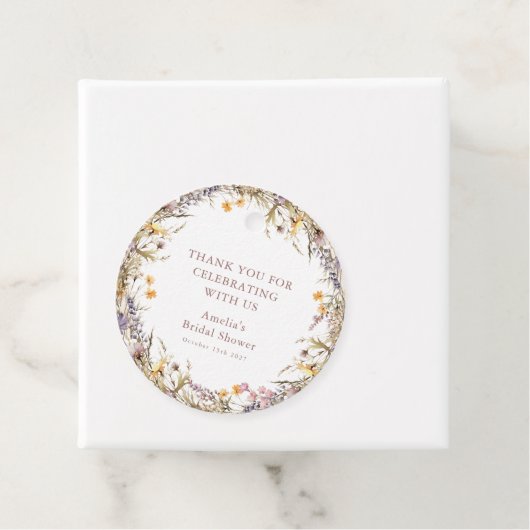 Paarse Wildflower Vrijgezellenfeest Custom Dank u Bedankjes Labels (In situ)