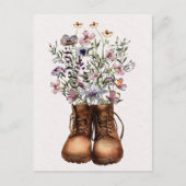 Paarse Wildflower Wandelschoenen Outdoor Briefkaart (Voorkant)