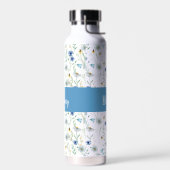 Paarse Wildflower Waterverf Monogram Naam Waterfles (Links)