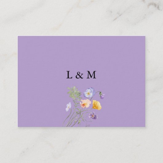 Paarse Wildflower Zomer Bloemen Huwelijk QR Code Informatiekaartje (Achterkant)
