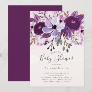 Paarse Wildflowers Baby shower Invitation Kaart