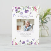 Paarse Wildflowers Funeral Order of Service Programma (Staand voorkant)
