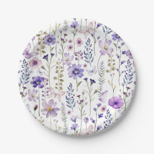 Paarse Wildflowers Spring Party Paper Borden Papieren Bordje