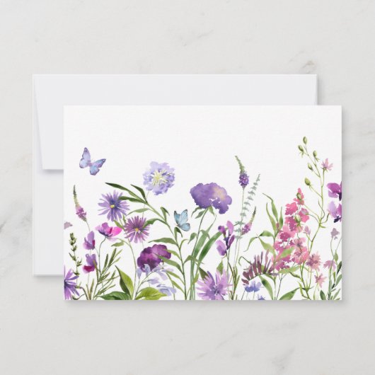 Paarse Wilflowers Funeral Share a Memory Kaart (Achterkant)