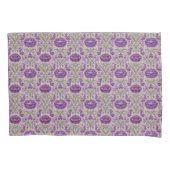 Paarse William Morris Geïnspireerd Bloempatroon Kussensloop (Voorkant)