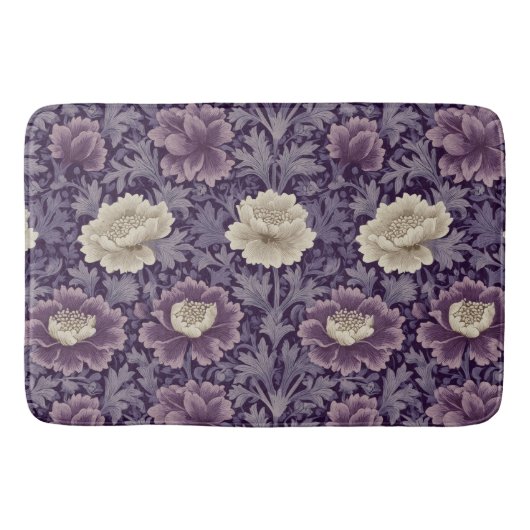 Paarse William Morris Style Floral Badmat (Voorkant)