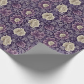 Paarse William Morris Style Floral Cadeaupapier (Hoek)