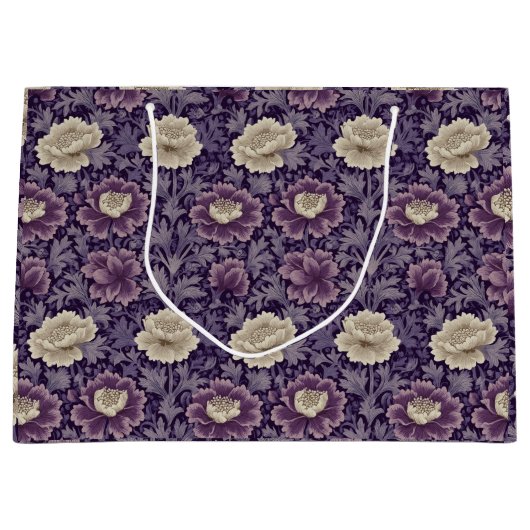 Paarse William Morris Style Floral Groot Cadeauzakje (Voorkant)
