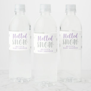 Paarse Winter Meisje Baby Shower Waterfles Label Etiket