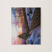 Paarse Winter Sneeuw Landschap Puzzel (Verticaal)