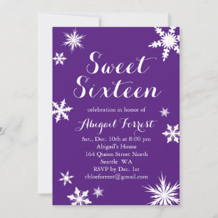 Paarse Winter Sweet Sixteen Uitnodiging