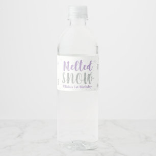 Paarse Winter Verjaardagsfeestje Waterfles Label Etiket