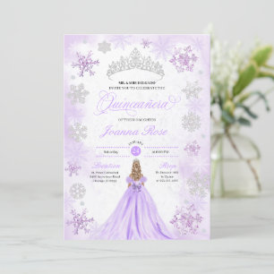 Paarse Winter Wonderland Sneeuwvlok Quinceanera Kaart