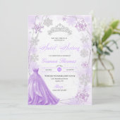 Paarse Winter Wonderland Sneeuwvlok Sweet 16 Kaart (Staand voorkant)