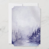 Paarse winterlandschap wijnglas bruidsdouche kaart (Achterkant)