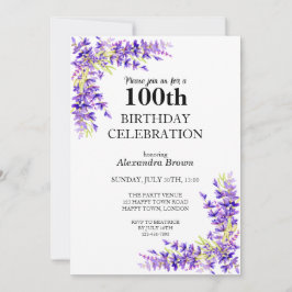 Paarse Wisteria 100e verjaardag fotofeest Kaart