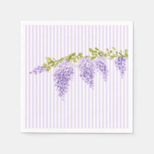 Paarse Wisteria Bloem Custom Bruiloft Stripe Servet