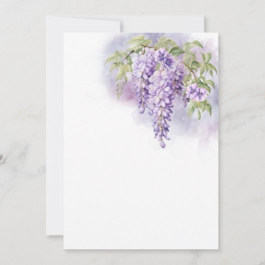 Paarse Wisteria Bloemen Bruids Brunch Kaart (Achterkant)