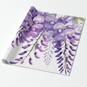 Paarse Wisteria Bloemen Wilde Bloemen Aquarel Cadeaupapier