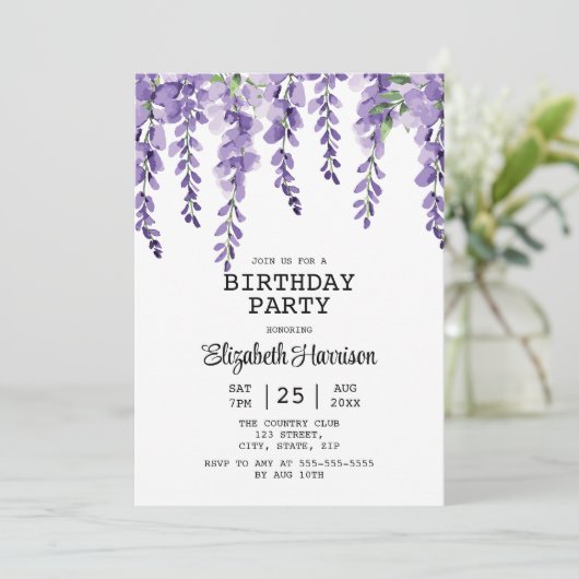 Paarse Wisteria Bloemengroen 50ste verjaardag Kaart (Staand voorkant)