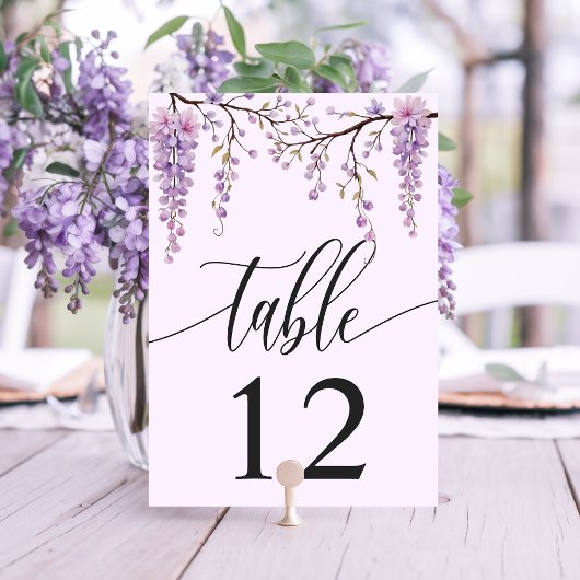 Paarse Wisteria Branch Waterverf bruiloft Kaart