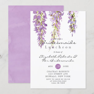 Paarse Wisteria Bridesmaids Luncheon Invites