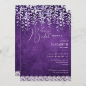 Paarse Wisteria Bruidsdouche Uitnodiging Gedrukt o (Voorkant / Achterkant)