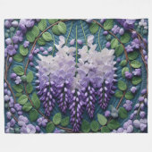 Paarse Wisteria Design Fleece Deken (Voorkant (Horizontaal))