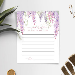 Paarse Wisteria Familietradities Baby shower Kaart