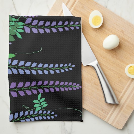 Paarse Wisteria Japans Floral Kimono Theedoek (Quarter Fold)