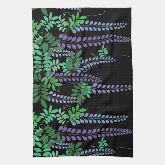 Paarse Wisteria Japans Floral Kimono Theedoek (Verticaal)