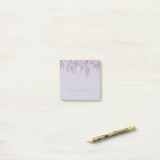 Paarse Wisteria Salie Bloem Tuin Bruiloft Post-it® Notes (Op bureau)
