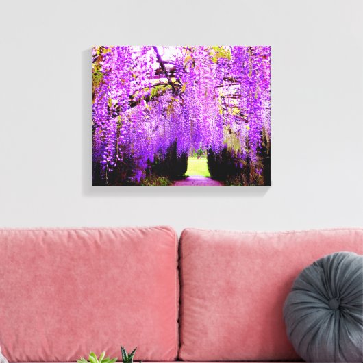 Paarse Wisteria Wall Art Canvas Afdruk (Insitu (Woonkamer))