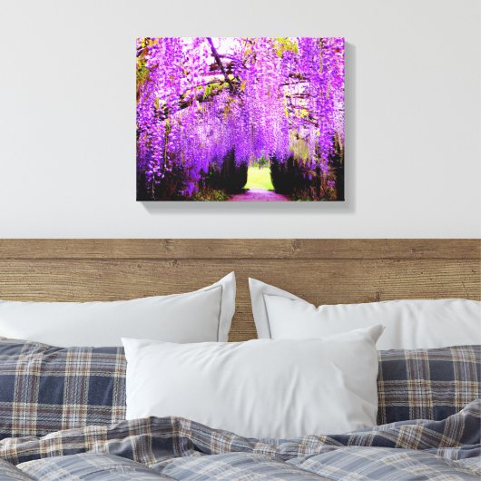 Paarse Wisteria Wall Art Canvas Afdruk (Insitu (Slaapkamer))