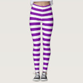 Paarse & Wit gestreepte Halloween Kostuum Leggings (Voorkant)