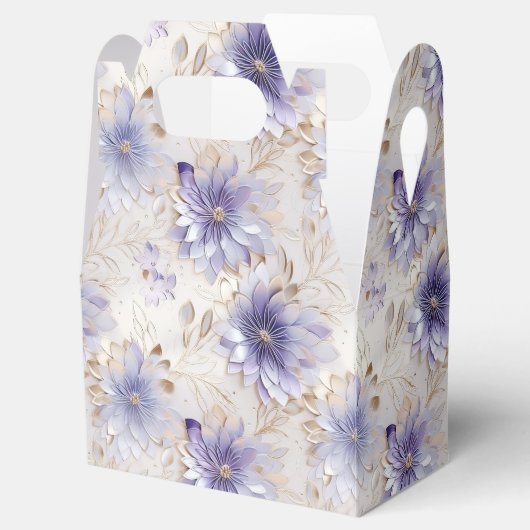 Paarse witgouden bloemen bedankdoosjes (Geopend)