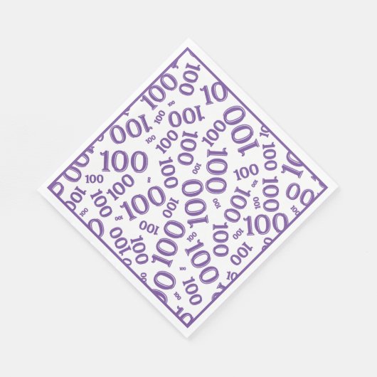 Paarse/witte 100 random number pattern servet (Hoek)