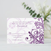 Paarse Witte Abstracte Bloemen Kleine Antwoorden K RSVP Kaartje (Staand voorkant)