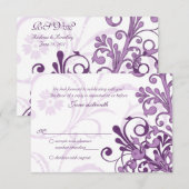 Paarse Witte Abstracte Bloemen Kleine Antwoorden K RSVP Kaartje (Voorkant / Achterkant)