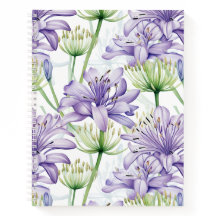 Paarse & witte Agapanthus Floral Spiral Notitieboe
