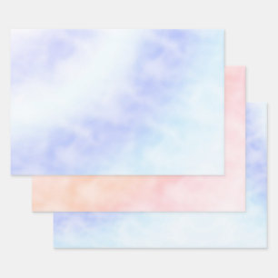 Paarse witte Aqua Blue Tie-kleurstof Inpakpapier Vel