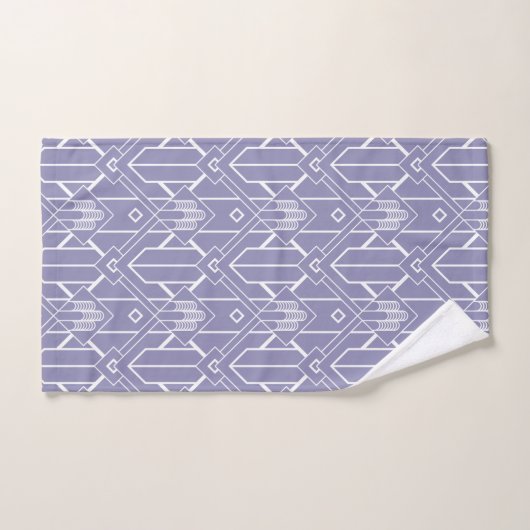 Paarse witte Art Deco Patroon Bad Handdoek (Handdoek)