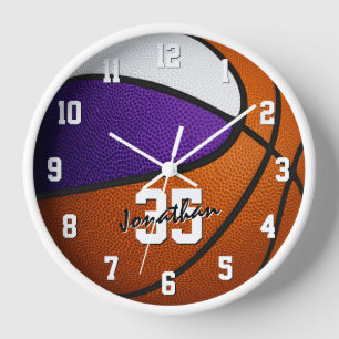 paarse witte basketbal jongens sportkamer decor